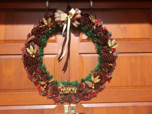 Double Door Split Wreath Christmas Australia Pine Cones